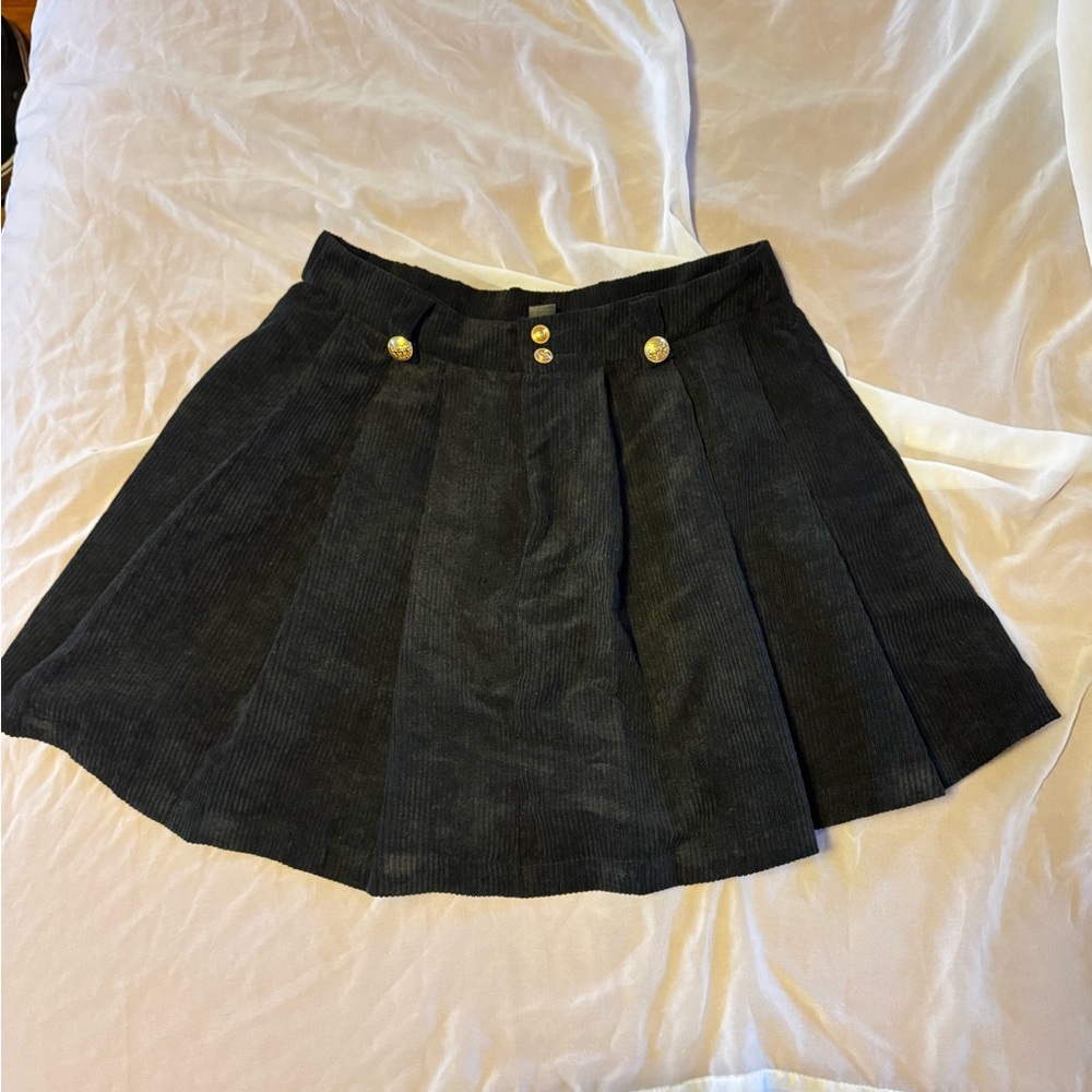 SHEIN Gray Skater Mini Skirt Pleated Casual